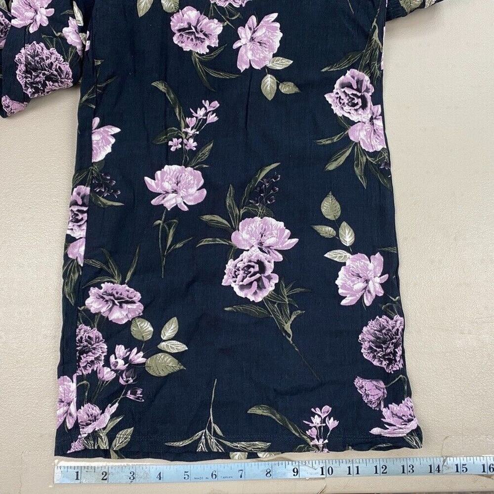 Three Dots Wide Leg Pants Womens XL Blue Dark Floral Baggy Gauzy Cottagecore - Picture 8 of 13